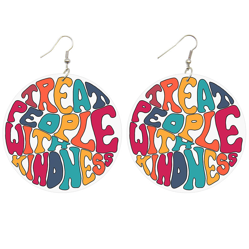 Treat People With Kindness Wooden Earrings