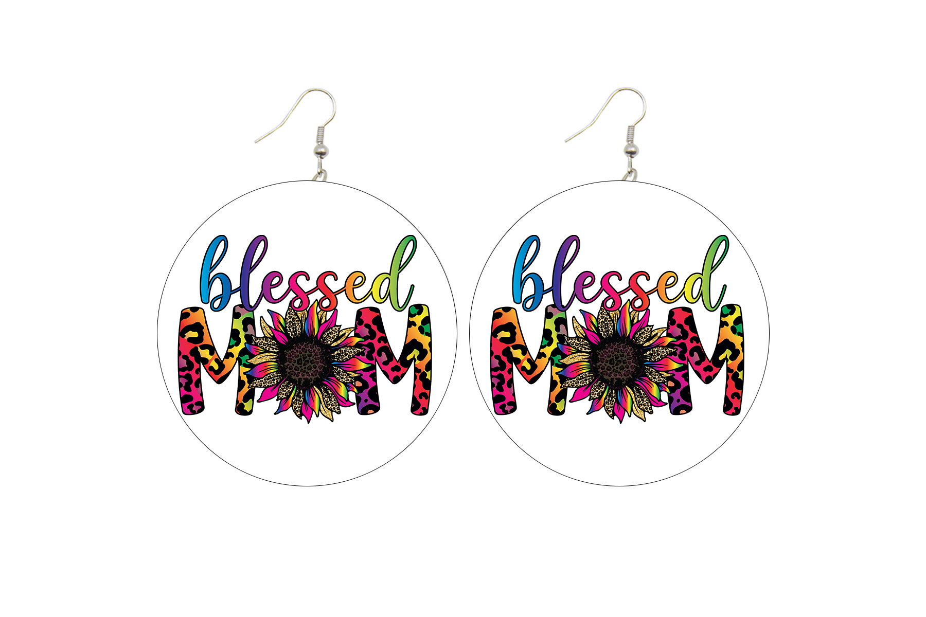 Blessed Mom Wooden Earrings