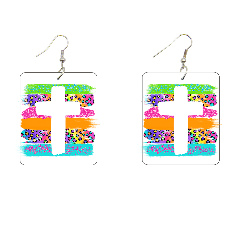 Cross Brush Stroke Wooden Earrings