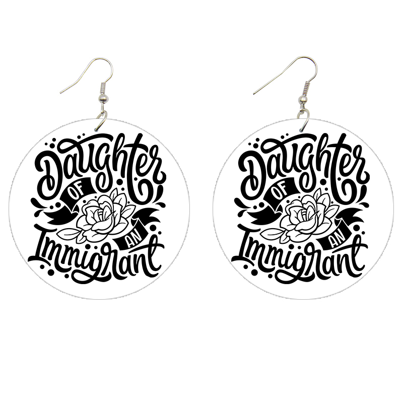 Daughter of an Immigrant Wooden Earrings