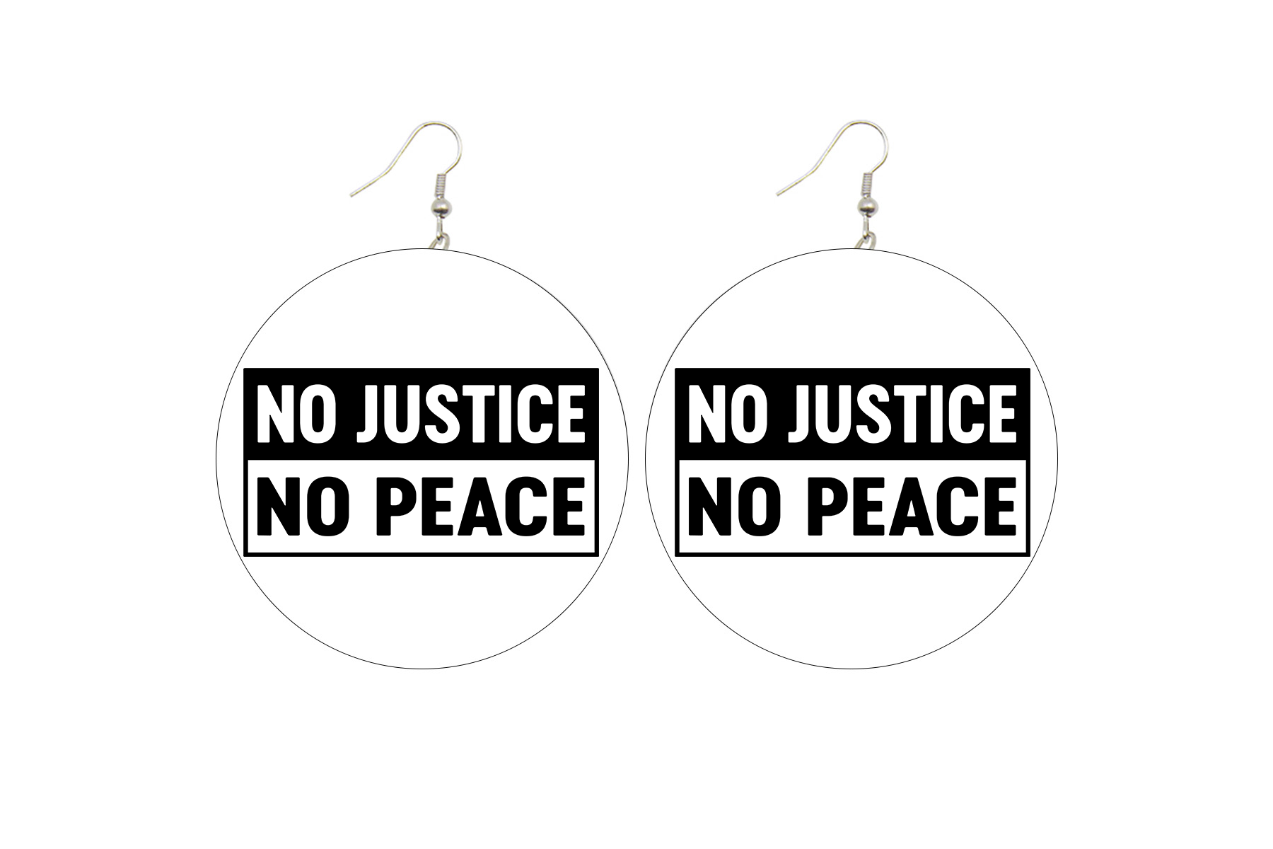 No Justice No Peace Wooden Earrings