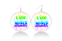 I See The World Differently Wooden Earrings (Adults - 6cm)