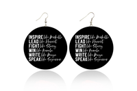 Inspire Lead Fight Win Wooden Earrings