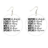 Inspire Lead Fight Win Wooden Earrings