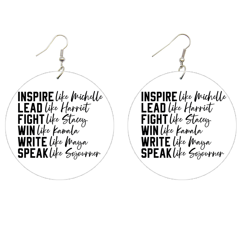 Inspire Lead Fight Win Wooden Earrings