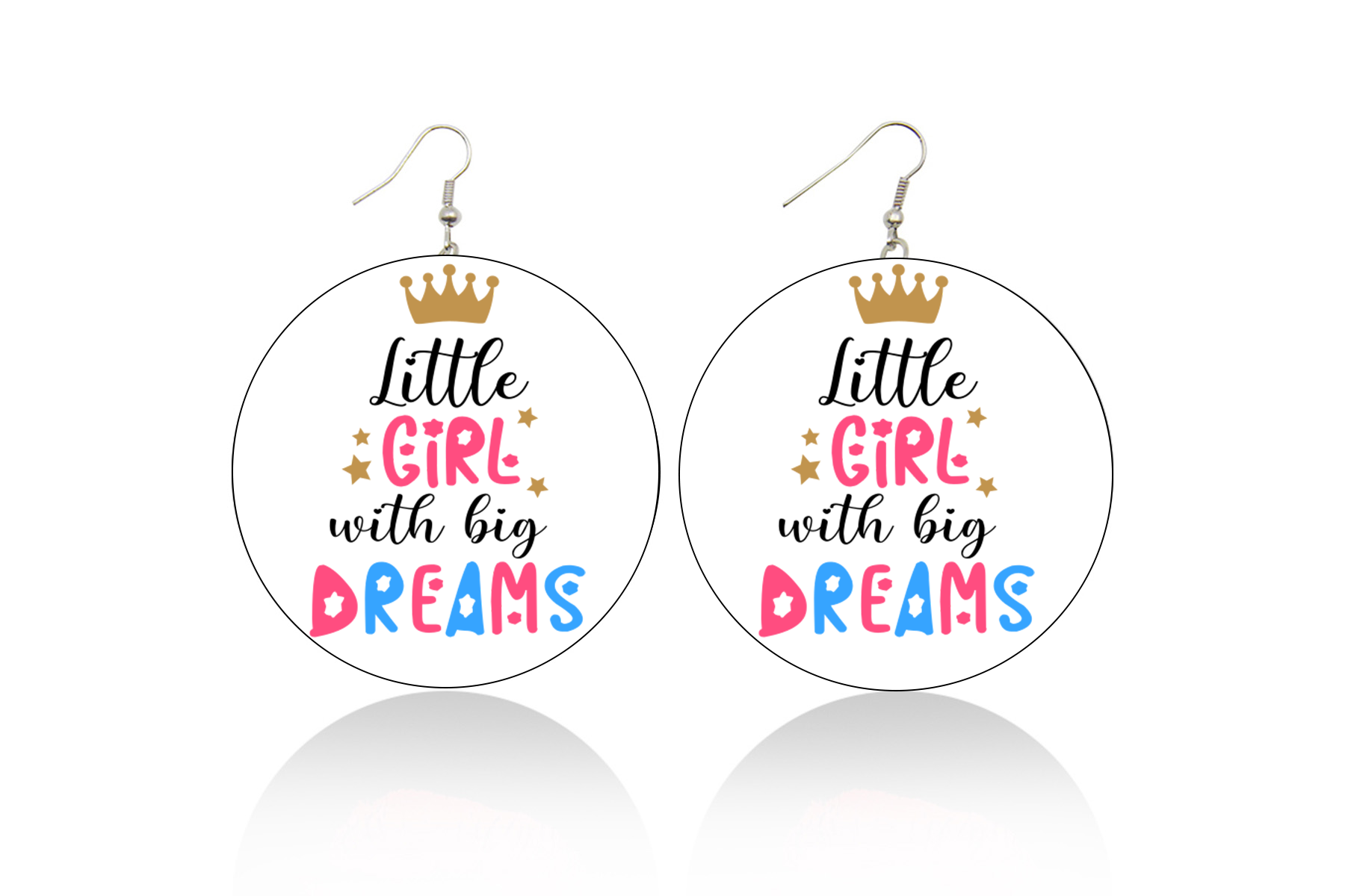Little Girl with Big Dreams Wooden Earrings (Kids/Tween - 5cm)
