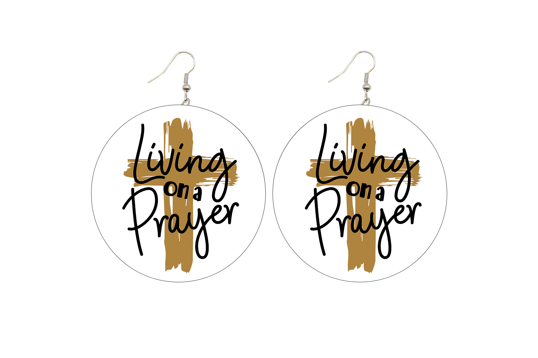 Living on a Prayer Wooden Earrings