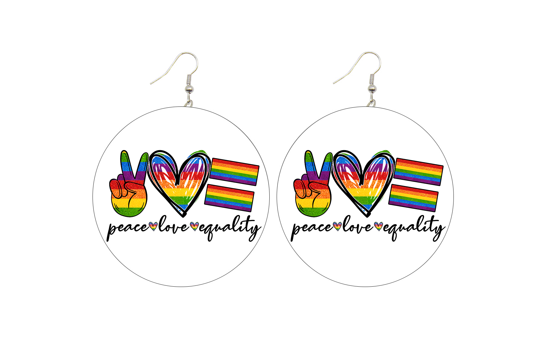 Peace, Love, Equality Wooden Earrings
